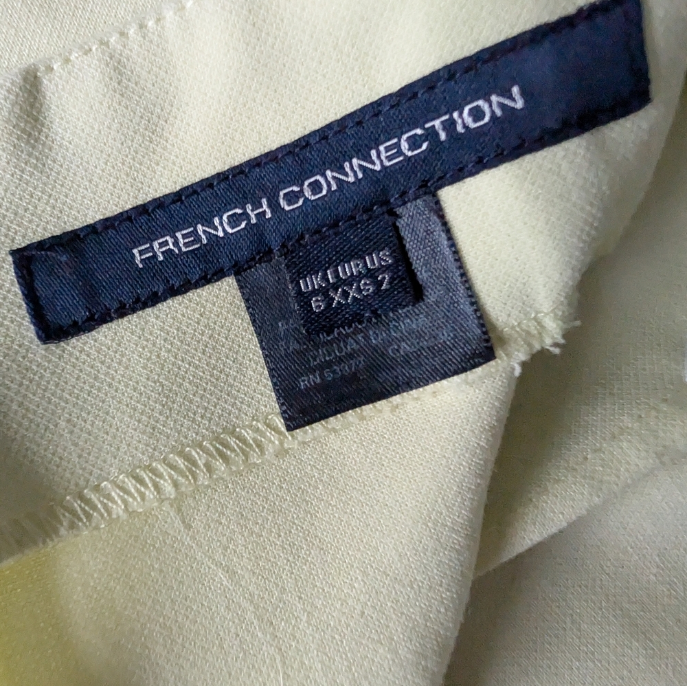 French Connection Whisper Light Yellow Tie  Open Back Mini Dress Sz 2 Pastel image 6